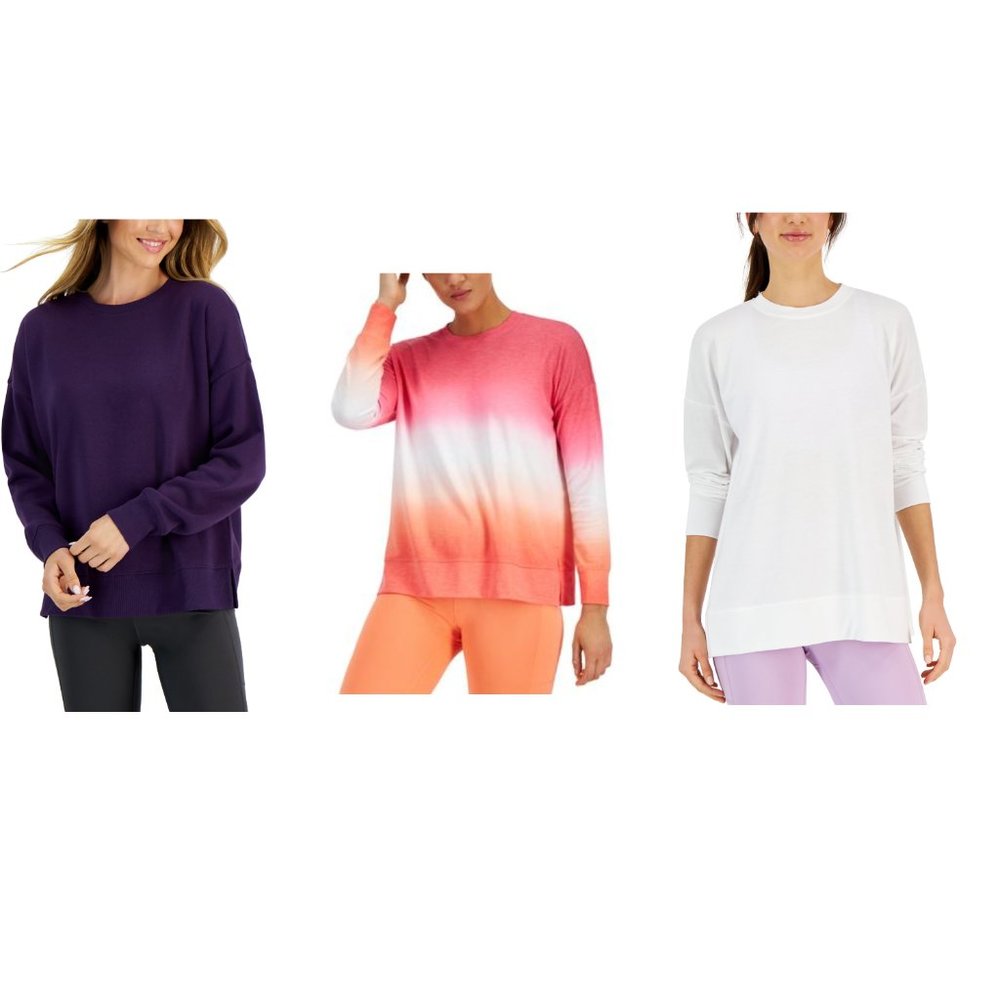 NWT ID Ideology Women's Fleece Crewneck Sweatshirt Multicolor S-L $40 A541